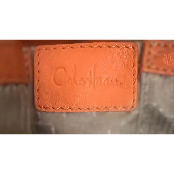 Cole Haan Orange Leather Drawstring Hobo Shoulder Bag Fall - Picture 6 of 8